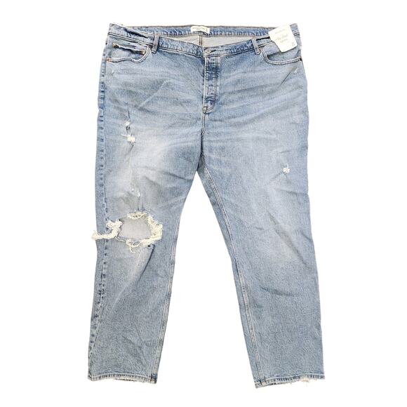 Abercrombie & Fitch Jeans Dad High Rise Button Fly Plus Size 24/37 Distressed - Picture 1 of 9